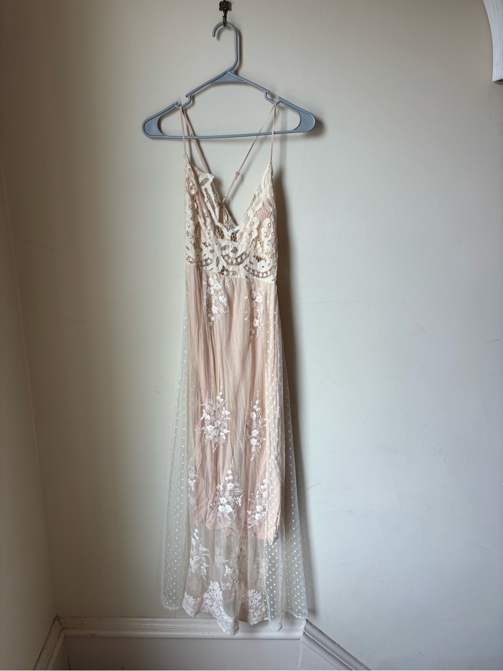 Umgee Sheer Lace Floral maxi Slip Dress